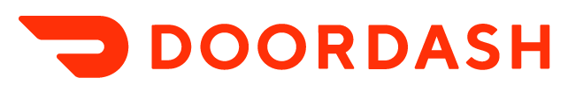 Logotipo de DoorDash en color rojo con fondo transparente.